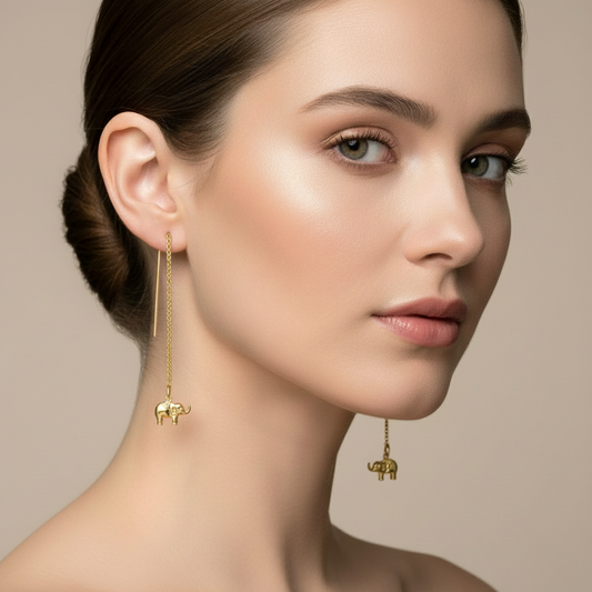 Pendientes Hilo Elefante Plano Gold .