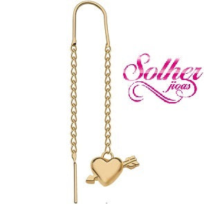 Pendientes Hilo Corazon Flechado Gold .