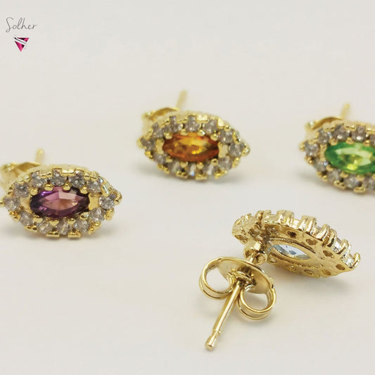 Pendiente Oval con Circón Gold.