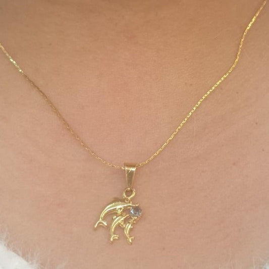 Conjunto Familia Delfines Gold.