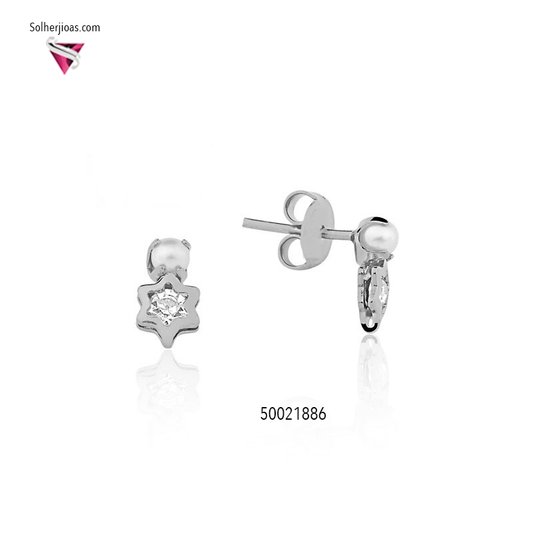 Pendientes Mini con Circonitas con Perla en Plata