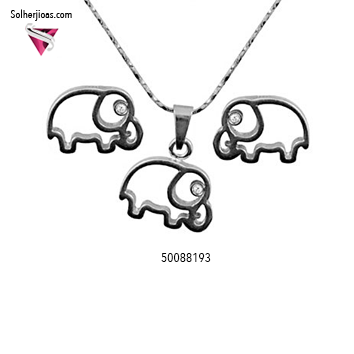 Conjunto Elefante Red con Circonitas Plata