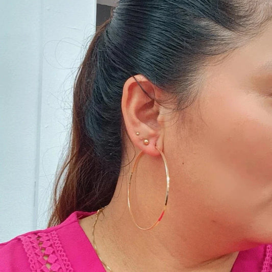 Argollas Hilo Cuadrado Tamaño XL Gold