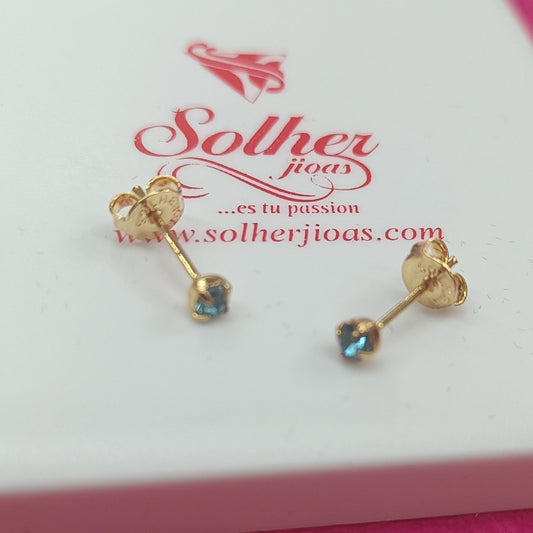 Pendientes con Circonitas Aguamarina Gold.
