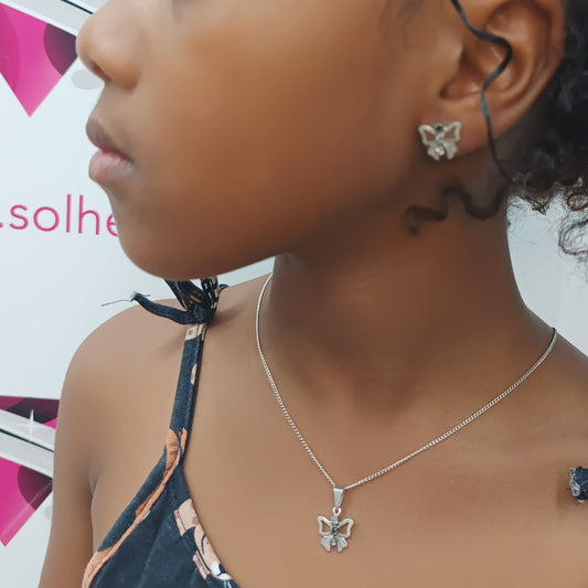 Conjunto lazos con Circonitas Plata.