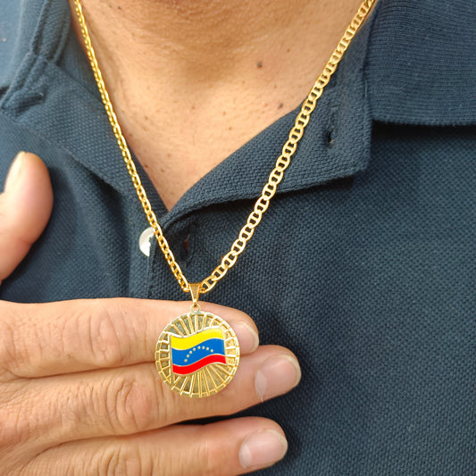 Cadena ⛓️ con Colgante Medalla 🏅 Venezuela 🇻🇪 T. M