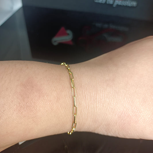Pulsera Tejido Eslabón Rectangular Silver and Gold. GR: 4