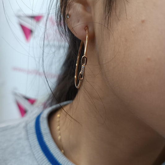 Argollas XL diseño § cin circonitas finas Gold