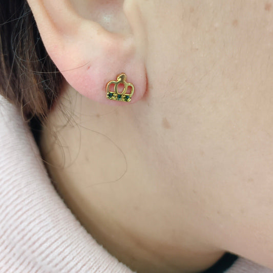 Pendientes Corona con Circonitas Gold