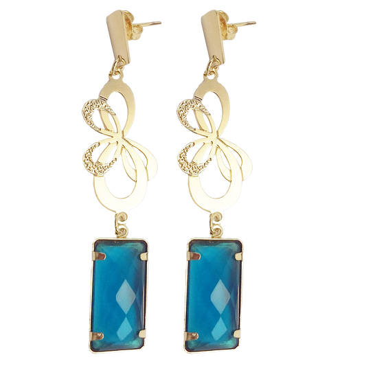 Pendiente Laberinto  Cristal Turquesa  Gold.