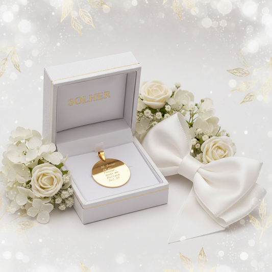 Colgante Placa Circulo  Personalizado Gold