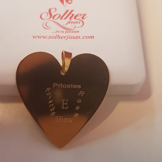Cadena y Colgante Placa Corazon Gold T. G