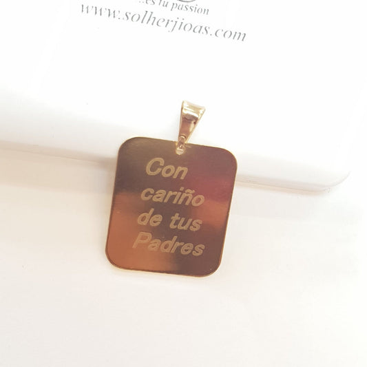 Colgante Placa Cuadrado  Personalizado Gold T G.