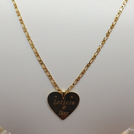 Colgante Placa Corazon Personalizable Gold T.G