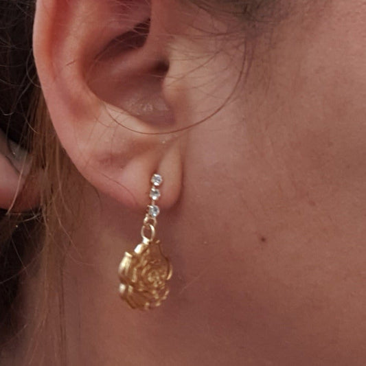 Pendientes Flor con Circonitas Gold.