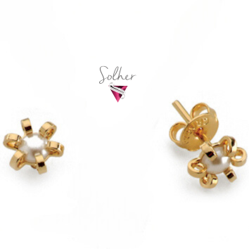Pendiente Flor Perla Gold