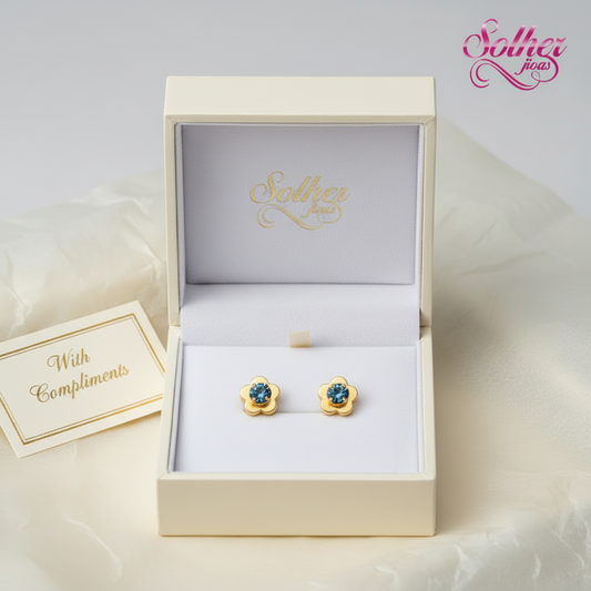 Pendientes  Flor  Con Mini Circón.