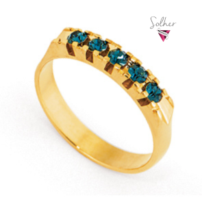 Anillo o Colgante Circonitas Aguamarina  Gold