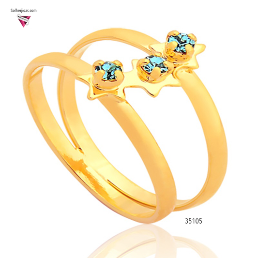Anillo Estrellas Con Circonitas  Gold