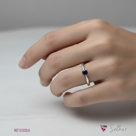 Anillo Zafiro Oro  Blanco