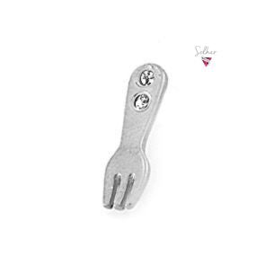 Pendientes Tenedor  Mini con Circonitas Plata