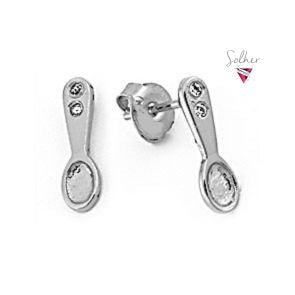 Pendientes Cucharita  Mini con Circonitas Plata