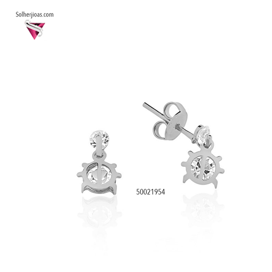 Pendientes Mariquita Mini con Circonita de  Plata