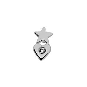 Pendiente Estrella Corazon con mini circón Plata cierre Rosca .