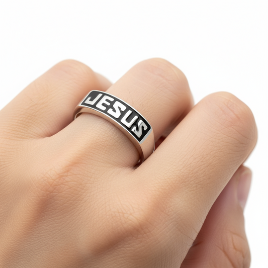 Anillo Jesus  Plata