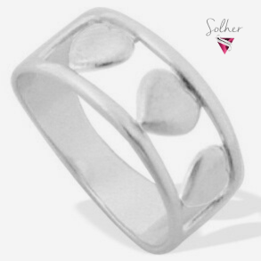 Anillo Tres Corazones  Plata
