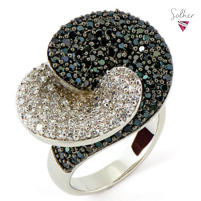 Anillo  Flor Black Plata