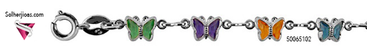 Pulsera Mariposas Colores Plata.