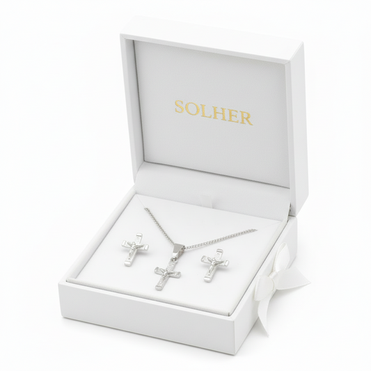 Conjunto Crucifijo Plata