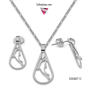 Conjunto Delfín  Plata con Circonitas .