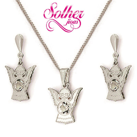Conjunto Angel   Plata Con Circonitas Finas .