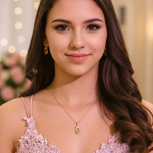 Conjunto Cor Quince con Lazos de Amor