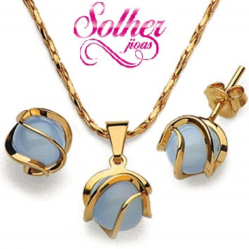 Conjunto Esfera Envuelta Piedra Natural  de colores Gold.