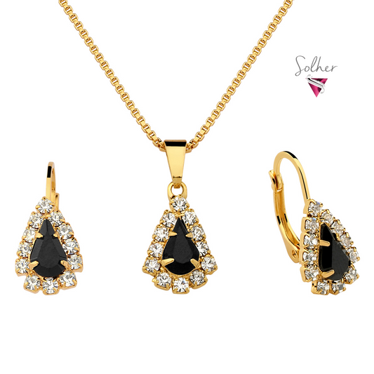 Conjunto  Aguamarina   Gold con Circonitas .