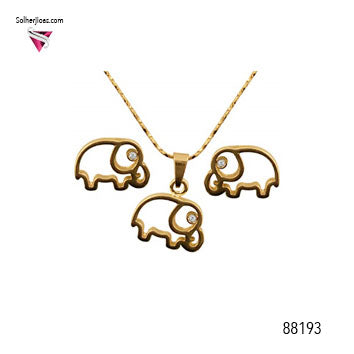 Conjunto Elefante  Red con Circonitas Gold