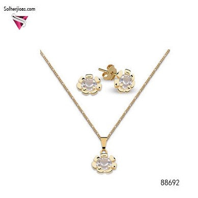 Conjunto Girasoles  Gold con Circón .