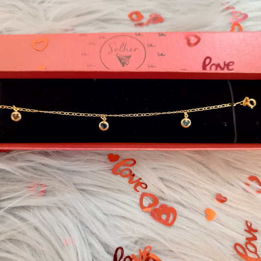 Pulsera tres corazones Gold