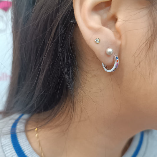 Argollas T.xm con circonitas de colores 🌈 plata