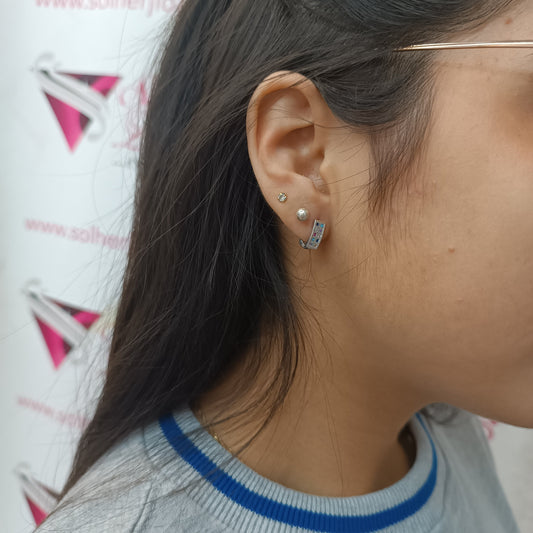 Argollas con Circonita finas de colores 🌈
