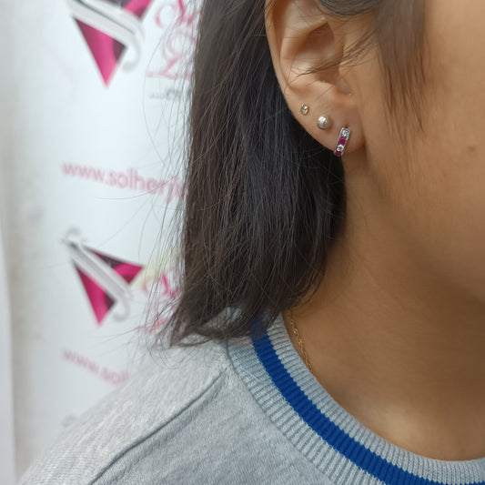 Argollas Mini con circonitas finas en amatista y translúcido