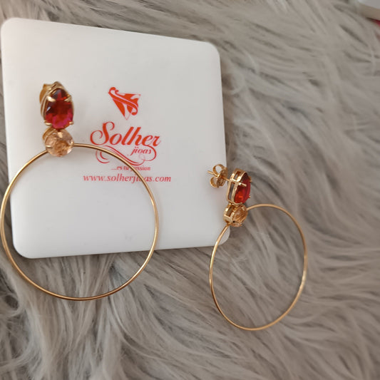 Pendientes Aro con Circón Oval