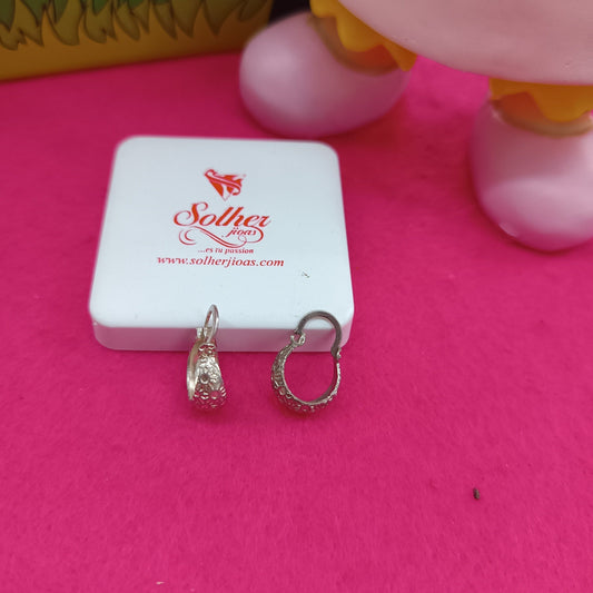 Argollas  mini con relieve Plata