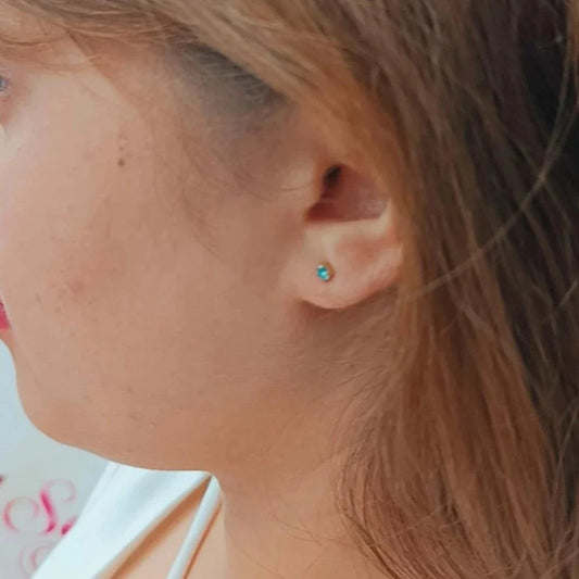 Pendientes con Circonitas Aguamarina Gold.