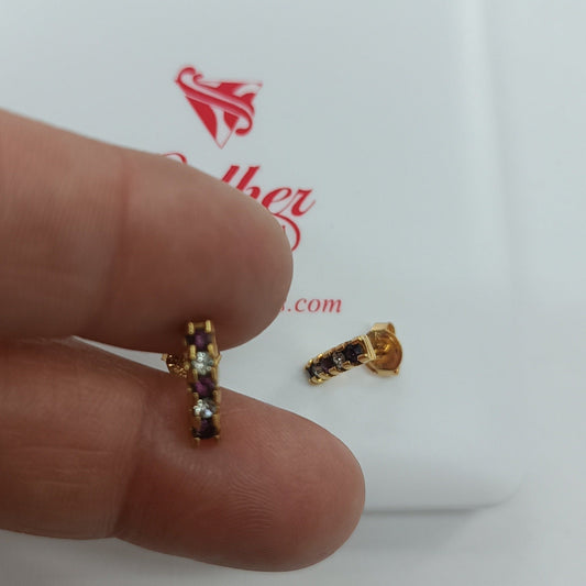 Pendientes con Circonitas en Amatista y Blanco