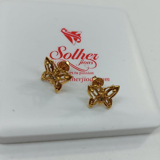 Pendientes   Mariposa 🦋 con circonitas fina Gold.