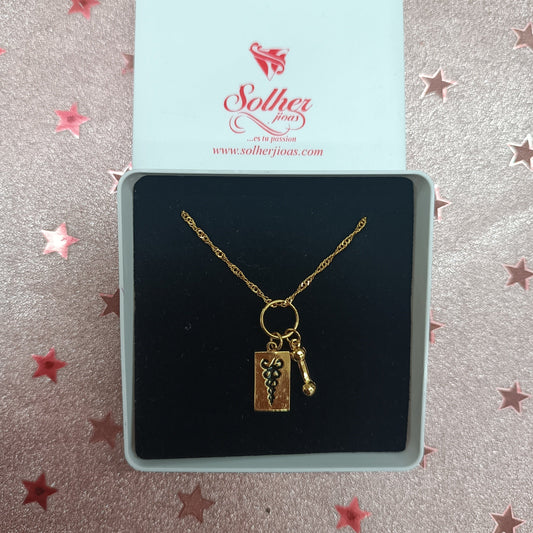 Cadena y Colgante Fisioterapeuta  Gold